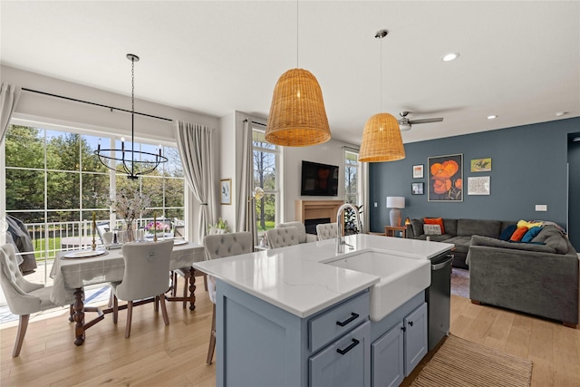 3319 NE 8th St, Ankeny, IA 50021 - kitchen with a sink, light wood-style flooring, open floor plan, a wealth of natural light, and stainless steel dishwasher