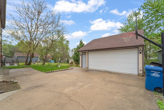 view of detached garage