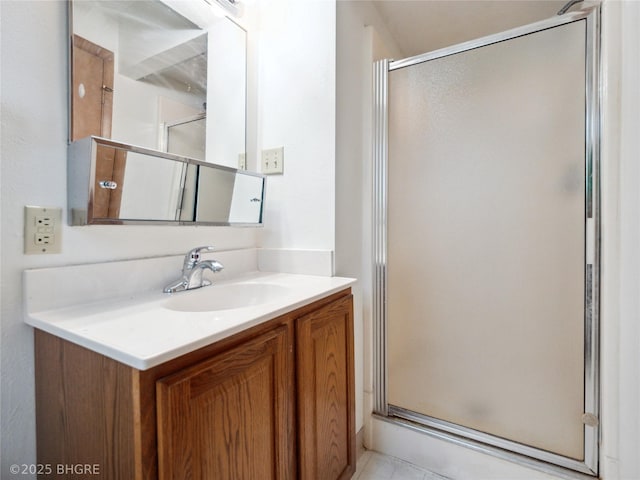 4508 SE 3rd St, Des Moines, IA 50315 - bathroom with vanity and a shower stall