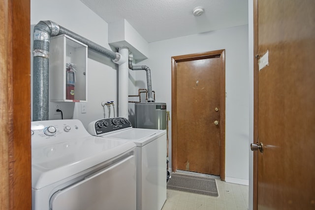 4202 62nd St Unit 6, Urbandale, IA 50322 - laundry room with water heater, a textured ceiling, laundry area, and independent washer and dryer