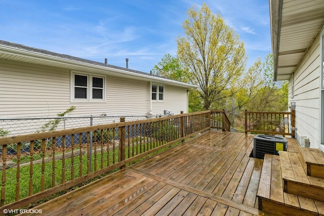wooden terrace with central AC unit
