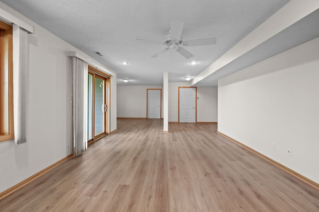 5099 Clover Ridge Rd, Panora, IA 50216 - unfurnished living room featuring baseboards, light wood-style floors, ceiling fan, and visible vents
