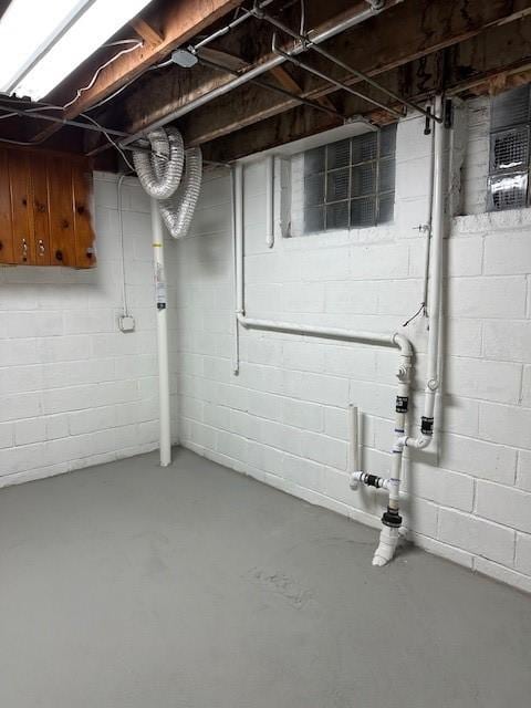 view of unfinished basement