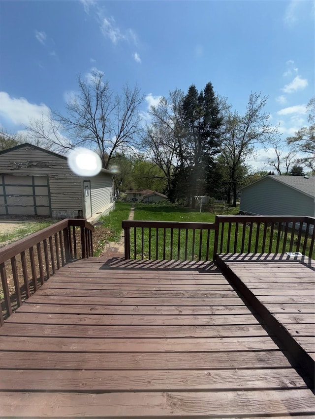 deck with an outbuilding