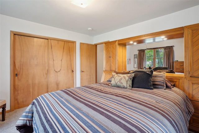 carpeted bedroom with a closet
