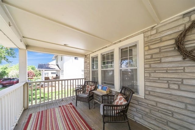 deck featuring a porch
