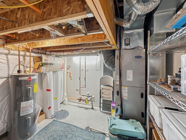 utility room with water heater