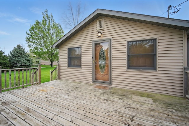 deck with a yard