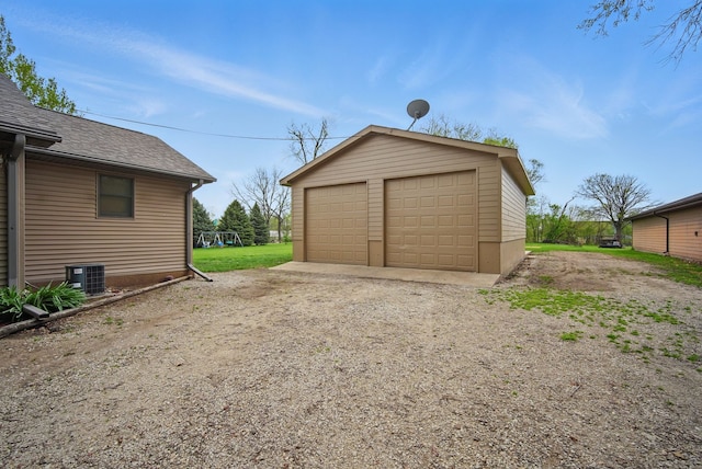 detached garage with cooling unit