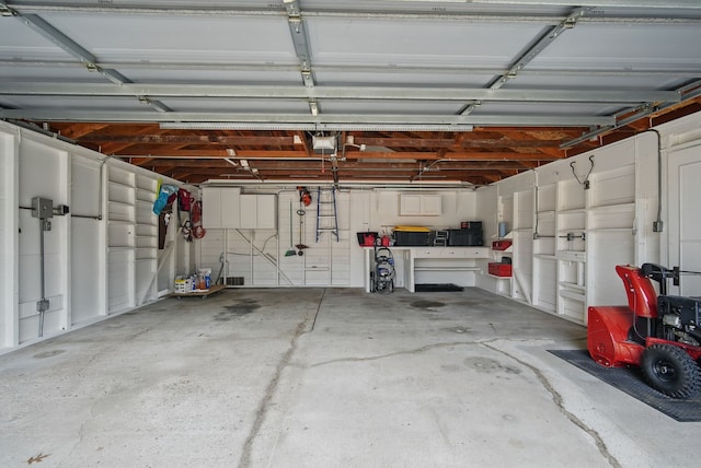 garage with a garage door opener