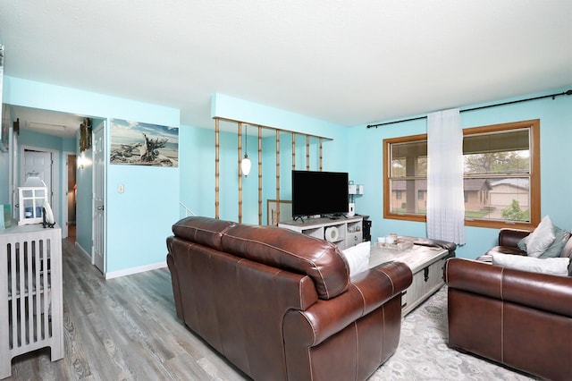 living room with light wood finished floors