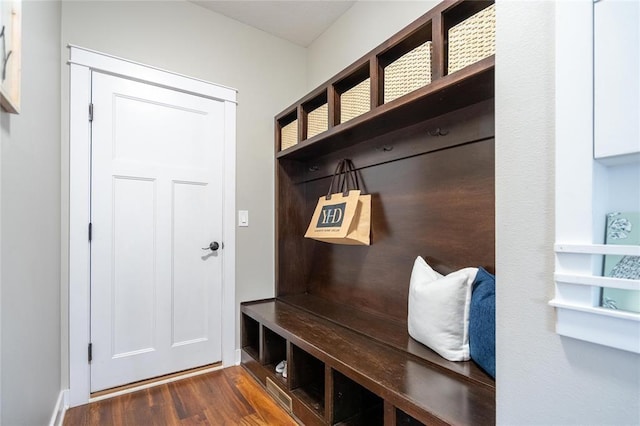 mudroom with wood finished floors