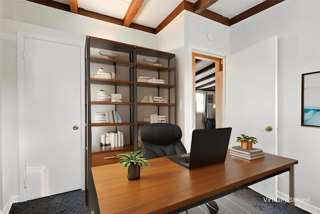 2216 Lay St, Des Moines, IA 50317 - office with beamed ceiling