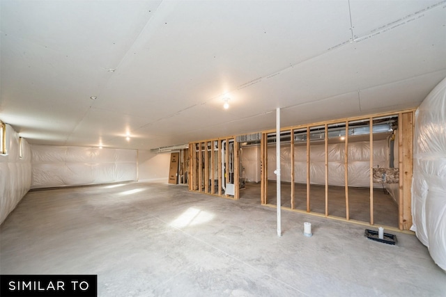 view of unfinished basement