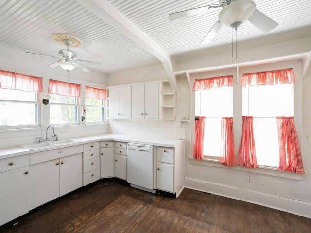 325 W 8th St S, Newton, IA 50208 - kitchen featuring dishwasher, a ceiling fan, a sink, and dark wood-type flooring