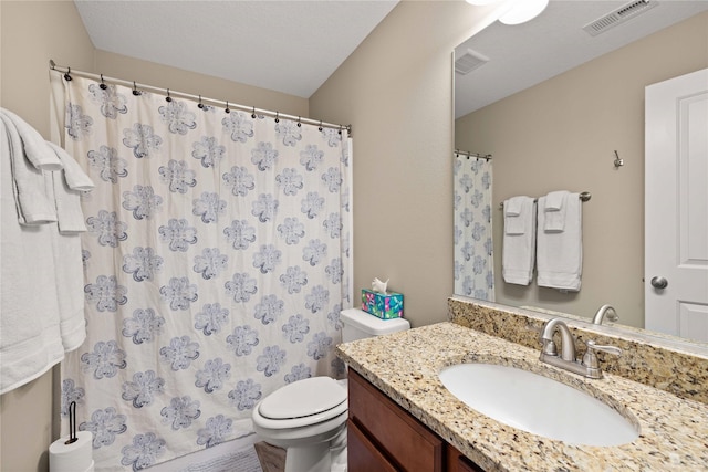 270 NE Prairie Wolf Dr, Waukee, IA 50263 - bathroom featuring toilet, vanity, and a shower with curtain