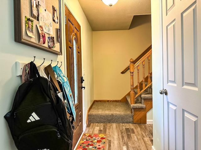 917 SE Allyn St, Ankeny, IA 50021 - entryway featuring baseboards, stairs, and light wood finished floors