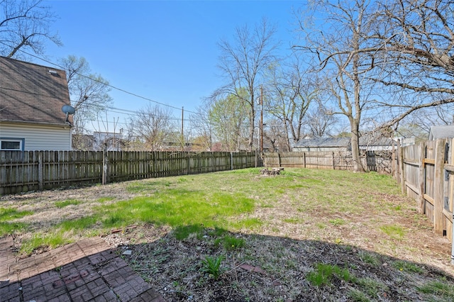 view of yard featuring a fenced backyard