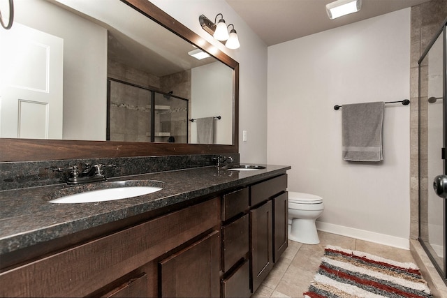 3414 163rd St, Urbandale, IA 50323 - full bath featuring a shower stall, baseboards, tile patterned flooring, and toilet
