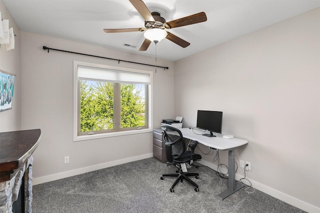 3414 163rd St, Urbandale, IA 50323 - office space featuring baseboards, carpet floors, and a ceiling fan