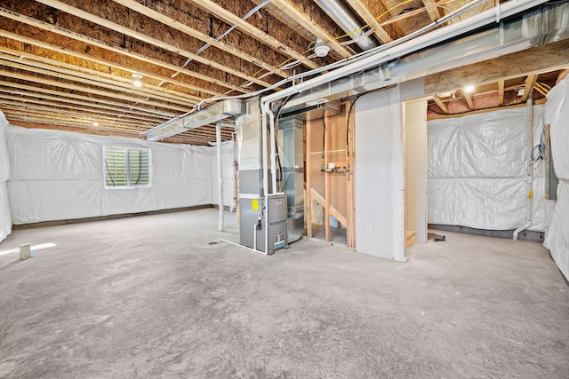 below grade area with heating unit