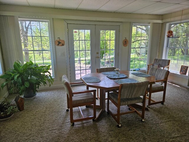1991 190th Ave, Osceola, IA 50213 - carpeted dining room with french doors and plenty of natural light
