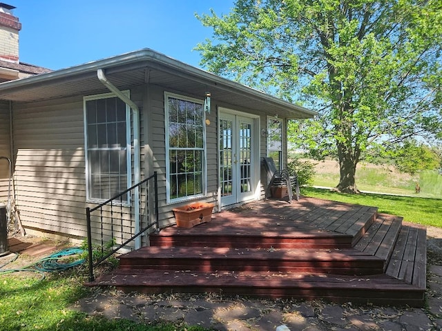 1991 190th Ave, Osceola, IA 50213 - wooden terrace with french doors and central AC unit