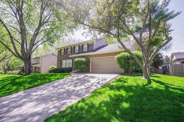 view of front of property with a garage, brick siding, and driveway