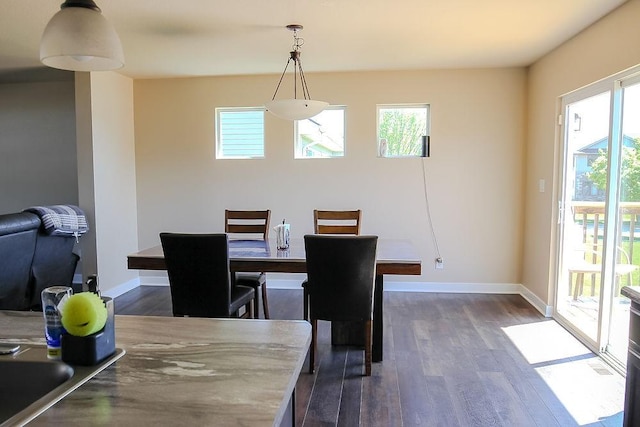 4917 Richmond Ave, Des Moines, IA 50317 - dining space featuring dark wood-style flooring, plenty of natural light, and baseboards