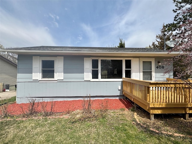 view of front of home with a deck