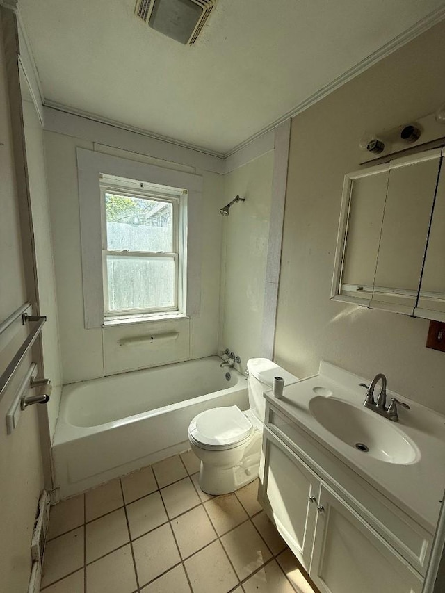 full bathroom with tile patterned flooring, toilet, and vanity
