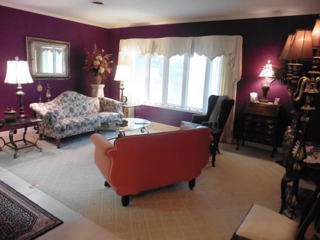 living room featuring carpet flooring
