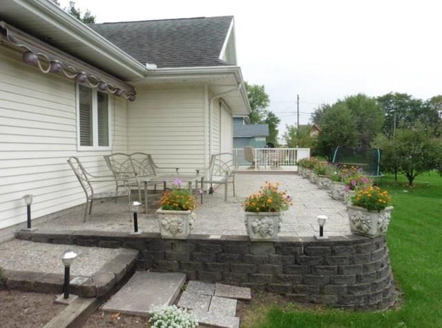 view of patio featuring a trampoline