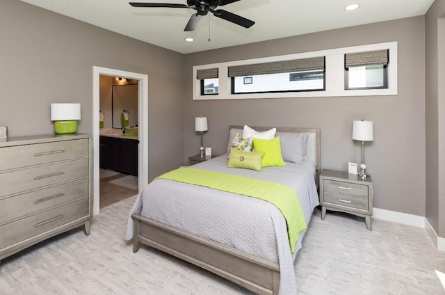 2113 NE Heritage Dr, Grimes, IA 50111 - bedroom with ensuite bathroom, recessed lighting, and ceiling fan