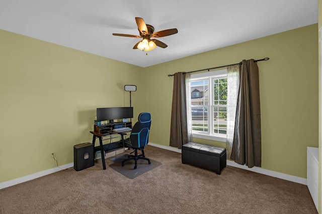 312 Evergreen Dr NW, Bondurant, IA 50035 - home office featuring ceiling fan, carpet flooring, and baseboards