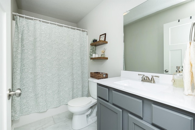 1001 Willow Valley Dr, Norwalk, IA 50211 - full bathroom with marble finish flooring, toilet, and vanity
