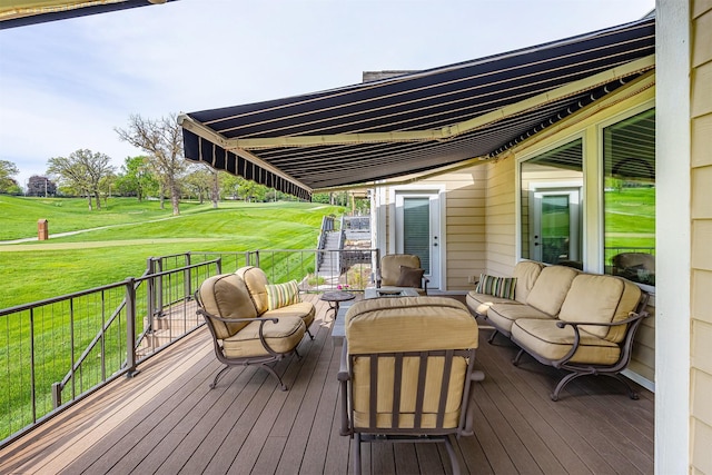 1914 Park Ave, Des Moines, IA 50315 - wooden terrace featuring an outdoor hangout area and a yard