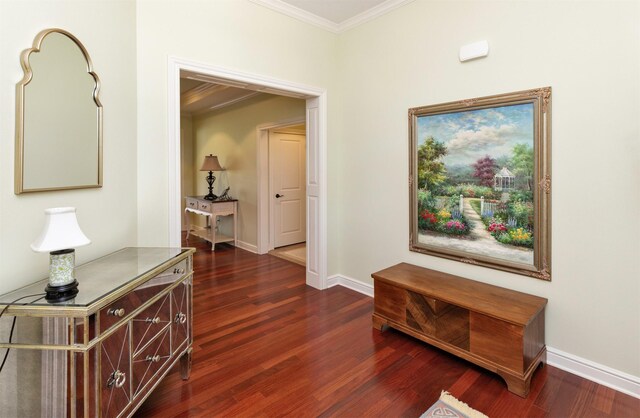 1914 Park Ave, Des Moines, IA 50315 - hall featuring ornamental molding and wood finished floors