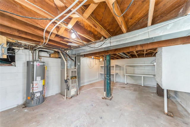 408 E Benton St, Winterset, IA 50273 - unfinished below grade area featuring gas water heater and heating unit