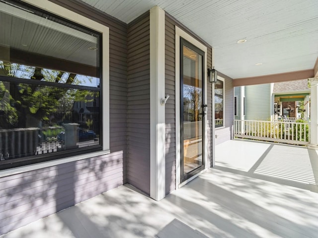view of patio featuring a porch