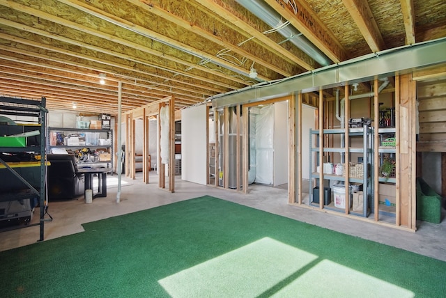 view of unfinished basement