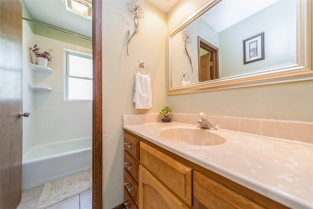 4021 80th St, Urbandale, IA 50322 - full bathroom with tile patterned floors, vanity, and shower / bath combination