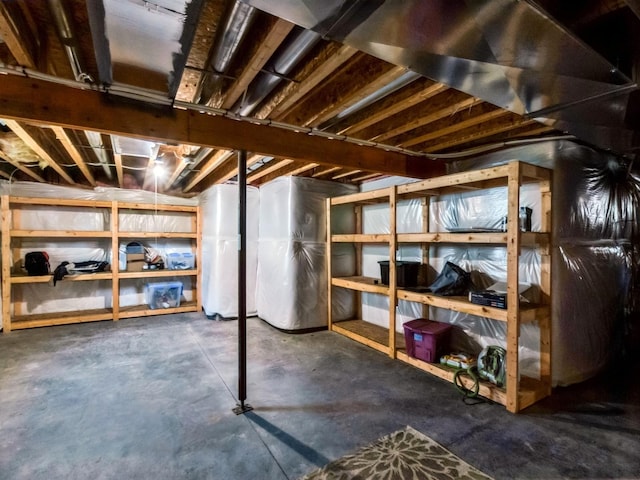 view of unfinished basement