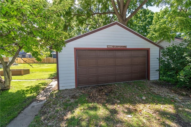 view of detached garage