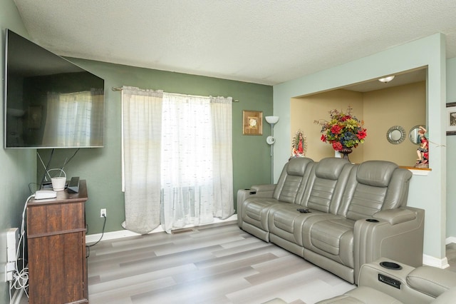 102 Wall Ave, Des Moines, IA 50315 - living area featuring wood finished floors, baseboards, and a textured ceiling