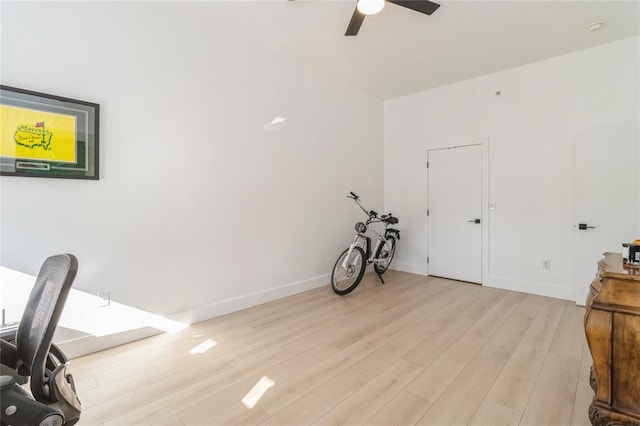 400 E Locust St Unit 203, Des Moines, IA 50309 - unfurnished office featuring ceiling fan, light wood finished floors, and baseboards