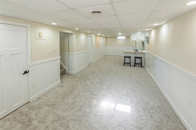 1916 Locust St, West Des Moines, IA 50265 - finished basement featuring carpet, a drop ceiling, a sink, and stairs
