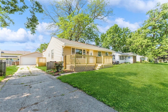 1916 Locust St, West Des Moines, IA 50265 - single story home with an outbuilding, a garage, and a wooden deck