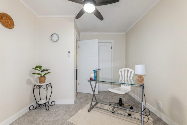 1916 Locust St, West Des Moines, IA 50265 - carpeted office with ornamental molding and a ceiling fan