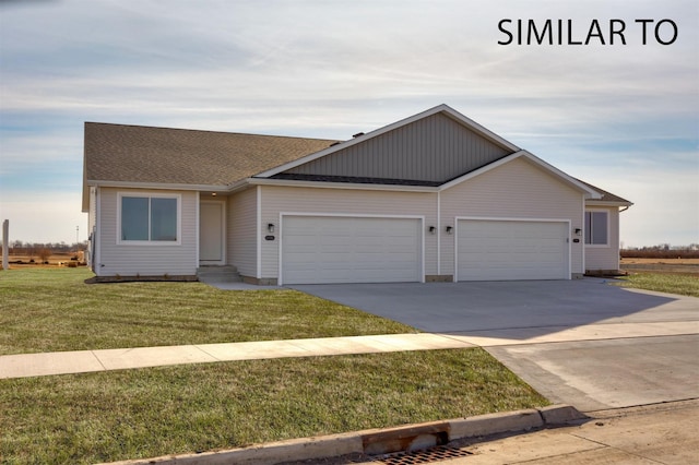 6565 NE 11th Ct, Des Moines, IA 50313 - view of front facade featuring a garage, driveway, a front lawn, and roof with shingles